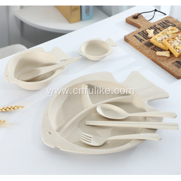 Fish Shape Wheat Straw Tableware Set for Baby